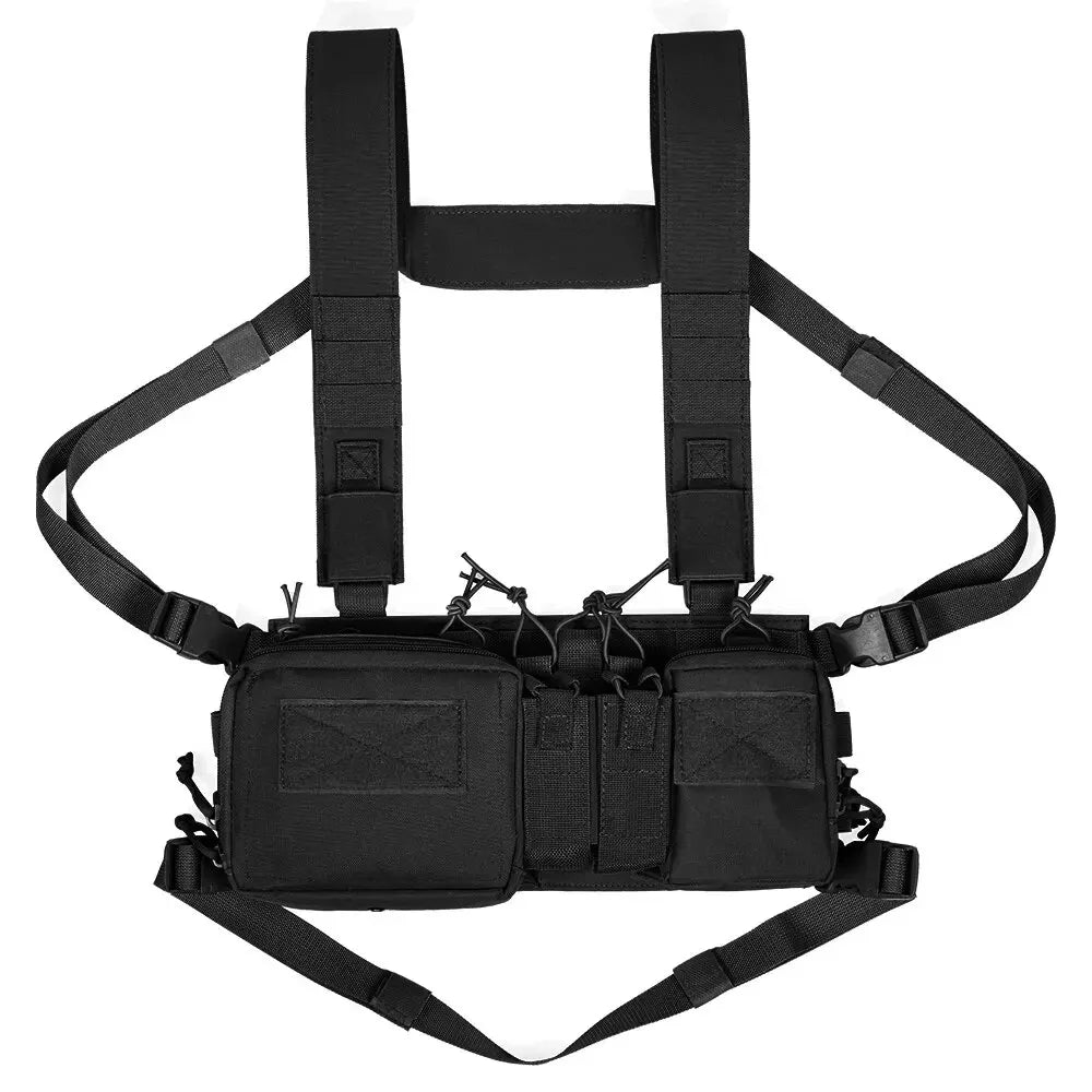 Tactical Vest CS Match Wargame Military Gear Pack Outdoor Nylon Chest Rig Fit for Airsoft Hunting Black