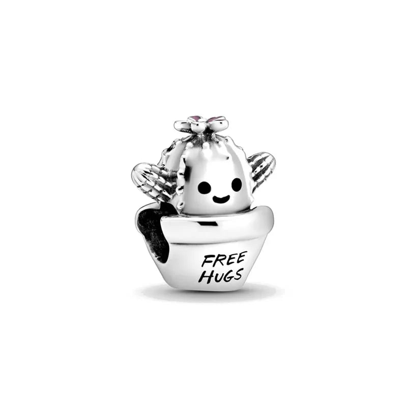 925 Sterling Silver Cute Character Bead Pendant for DIY European Bracelets B396
