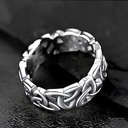 Huitan Glossy Sterling Silver Irish Knot Ring for Women - Exquisite Hollow Pattern Wedding Jewelry