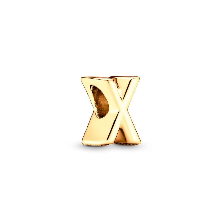 Gold Plated A To Z Alphabet Charm Beads For 925 Bracelet