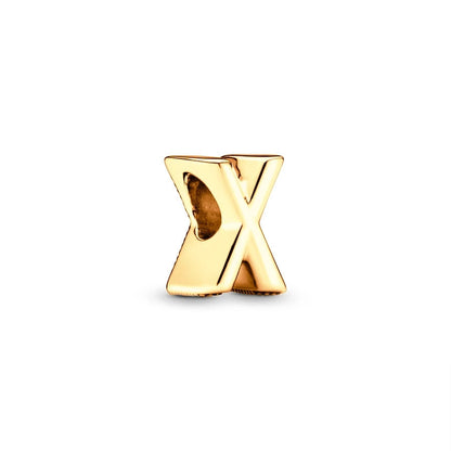 Gold Plated A To Z Alphabet Charm Beads For 925 Bracelet
