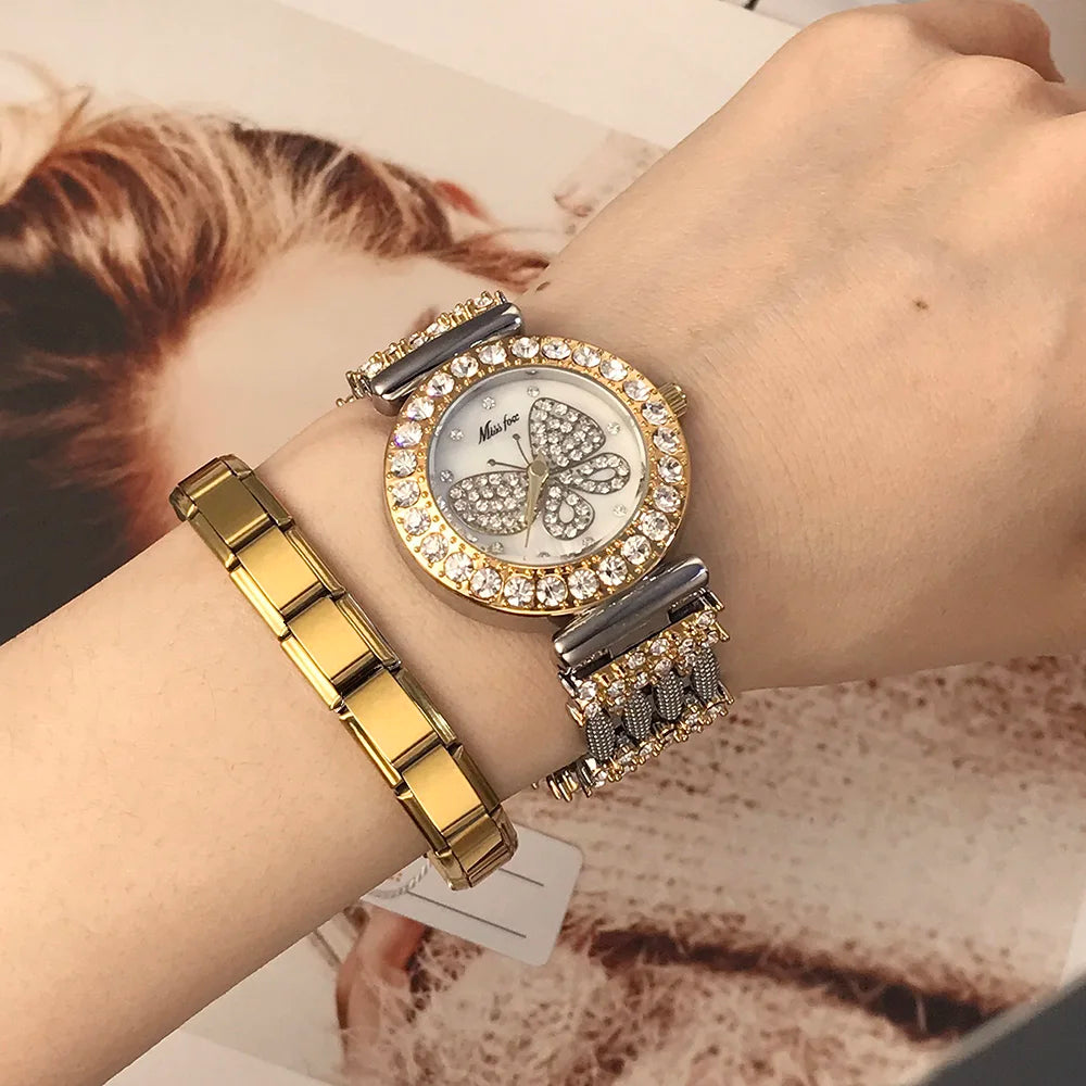 Elegant Gold-Tone Unisex Charm Bracelet Italian Link Stainless Steel 9mm
