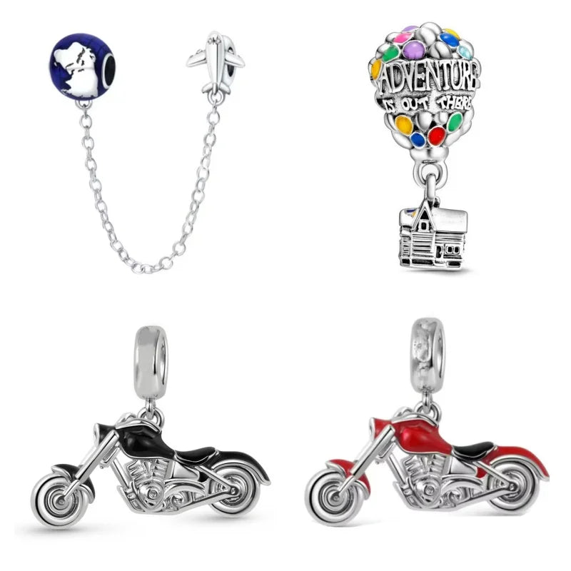 925 Silver Travel Globe Airplane Charm For Bracelet