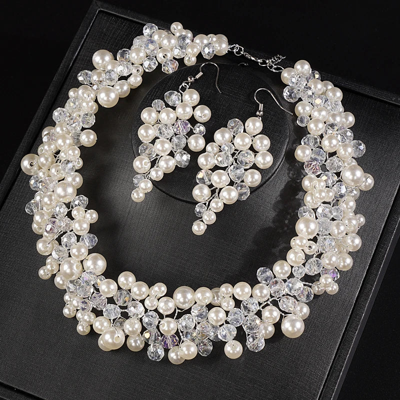 Elegant Bridal Pearl Jewelry Set - Dangle Earrings & Necklace - Top-Rated Party Accessory