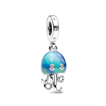 European Mother's Day Love Heart Spring Blue Pendant Bead Charm Jewelry for Women