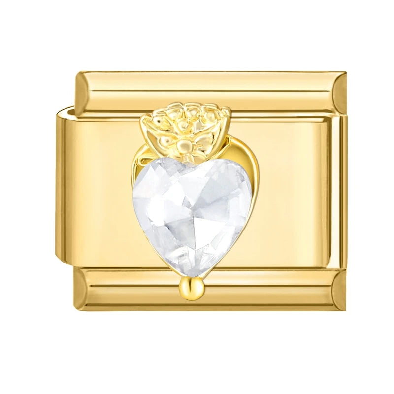 Golden 3D Bow Crown Flowers Pearl Charms for 9mm Italian Bracelet Stainless Steel DIY Jewelry