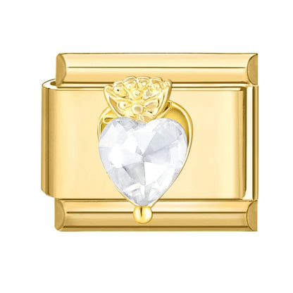 Golden 3D Bow Crown Flowers Pearl Charms for 9mm Italian Bracelet Stainless Steel DIY Jewelry