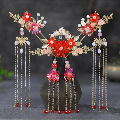 Elegant Women's Hanfu Hair Combs Set for Traditional Chinese Weddings - Bridal Headdress and Jewelry Pins