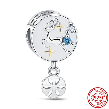 Silver Animal Hearts Infinity Crown Bead Charms Bracelet for Women 925 Sterling Silver Jewelry N736