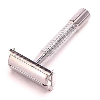 Wangda Professional Double Edge Stainless Steel Beard Shaver Set Classic Safety Razor with Replacement Blades for Men