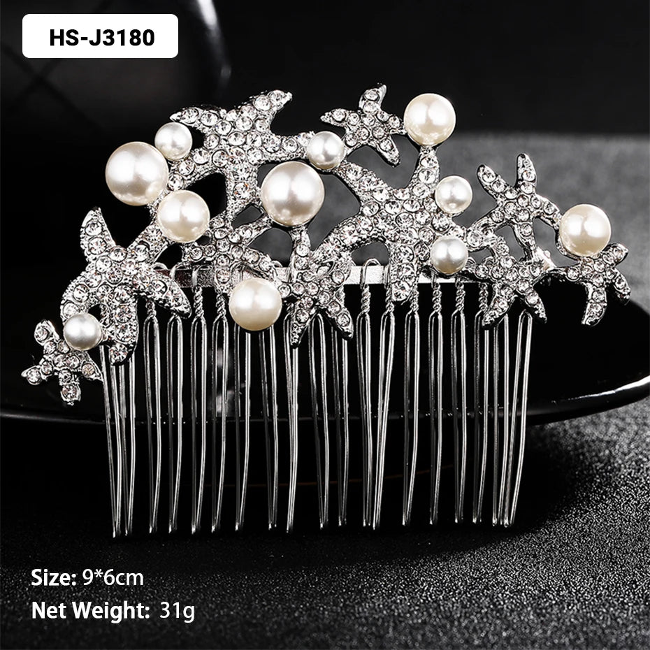Efily Classic Silver Wedding Hair Combs - Crystal Rhinestone Bridal Accessories HS-J3180 Hair Combs