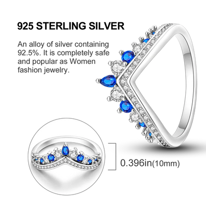 Blue Zircon Evil Eye Palm Star Moon Ring in 925 Sterling Silver for Women Wedding Jewelry Gifts LKTR224