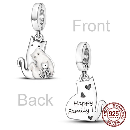 Inlaid Zircon Heart Charm Beads 925 Sterling Silver Dangle for Bracelets SMC1916
