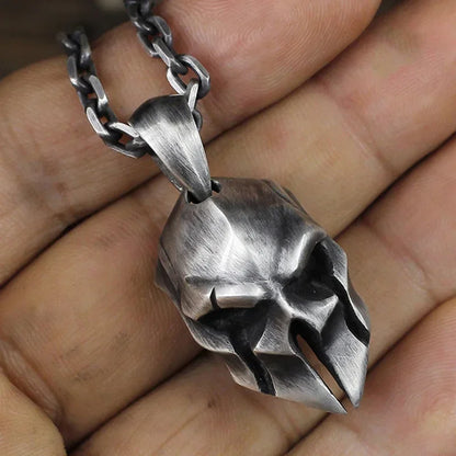 Handcrafted Skull Roman Helmet Pendant Necklace for Men