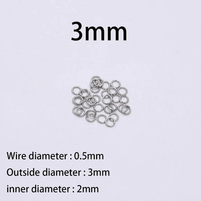Stainless Steel Jump Rings Open Loops for DIY Jewelry Making 30 to 200 Pieces 0.5 x 3mm 200pcs