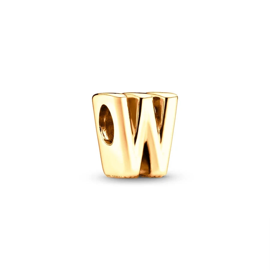 Gold Plated A To Z Alphabet Charm Beads For 925 Bracelet