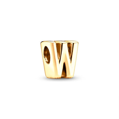 Gold Plated A To Z Alphabet Charm Beads For 925 Bracelet