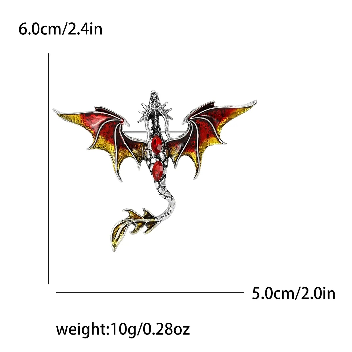 Enamel Dragon Pins for Women Rhinestone Brooch Jewelry Red4399