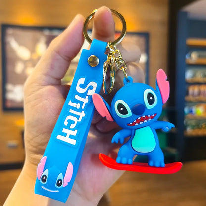 Kawaii Anime Disney Keychain Set Featuring Mickey Mouse, Minnie, Lilo & Stitch