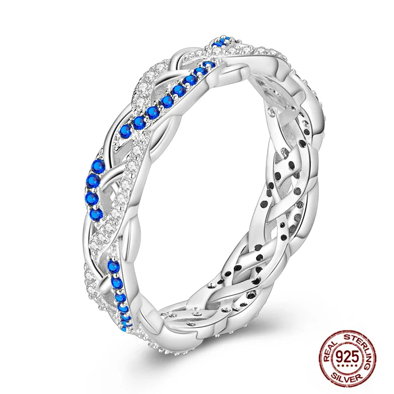 Hot Blue Zircon Ring for Women in 925 Sterling Silver with Sparkling Star and Moon Design Perfect for Weddings and Special Occasions LLTR076