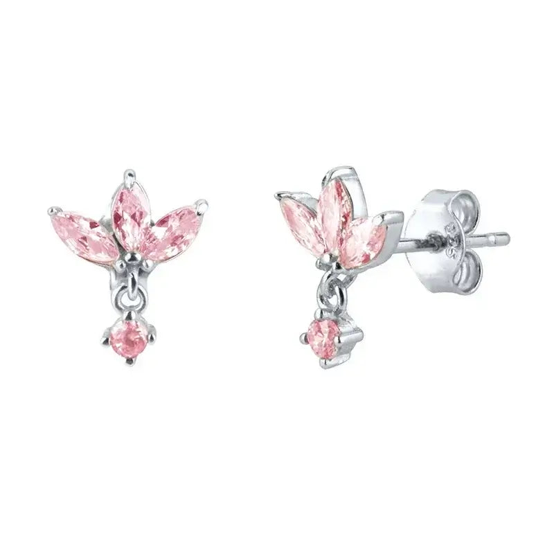 925 Sterling Silver Tiny Stud Earrings Colorful Crystal Luxury Jewelry LN0174-12