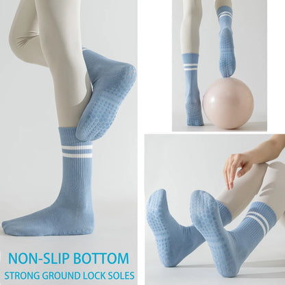 3 Pairs Women's Non Slip Yoga Socks Breathable Cotton