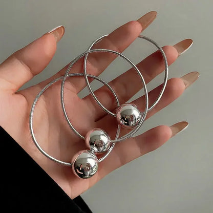 Silver Ball Elastic Hair Ties for Women and Girls - Elegant Bead Ponytail Accessories for Weddings and Parties
