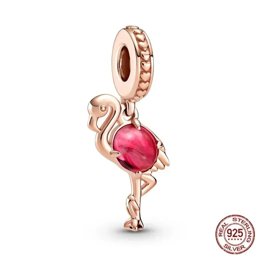 925 Silver Rose Gold Family Tree Heart Beads Charm for Women DIY Necklace Bracelet Jewelry Gift