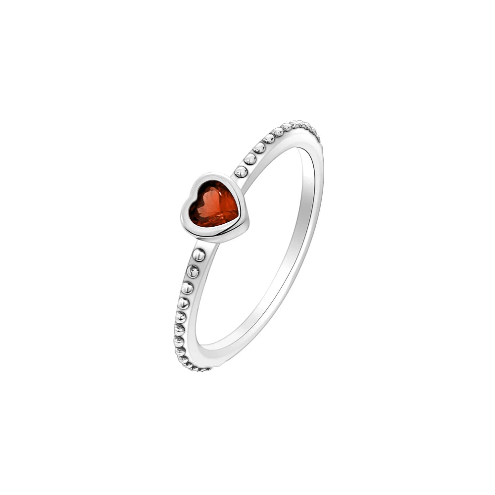Elegant 2024 925 Silver Heart Charm Ring with Zircon for Women P2381
