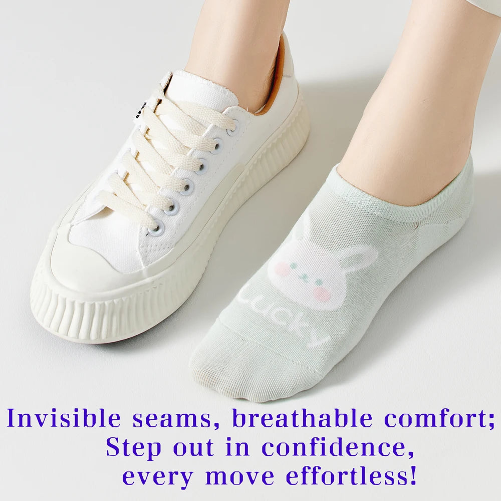 Women Kawaii Lucky Rabbit No Show Cotton Invisible Socks