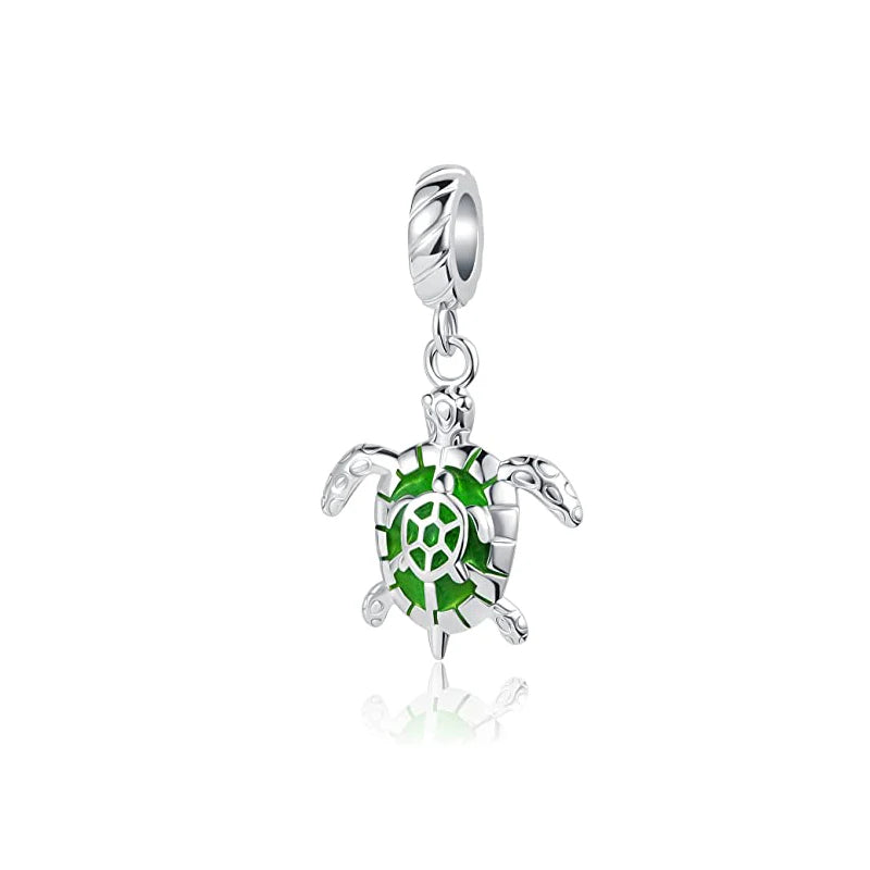 925 Sterling Silver Green Clover Pendant for European Bracelet Charms Women Jewelry B3242
