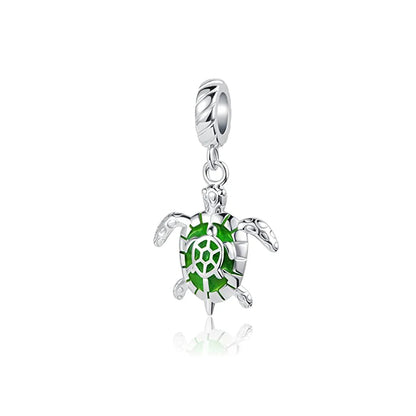 925 Sterling Silver Green Clover Pendant for European Bracelet Charms Women Jewelry B3242