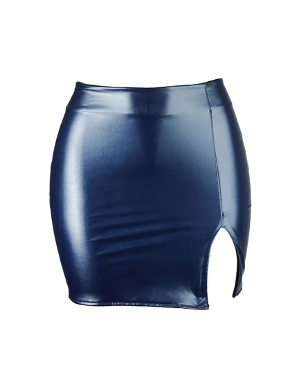 2025 Women PU Leather Night Club Mini Skirt Zipper