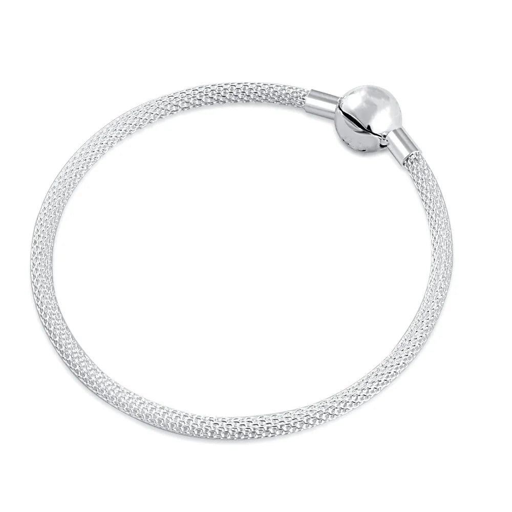 Sterling Silver 925 Heart and Flower Bracelet with White Zircon Adjustable 16-21CM Z003