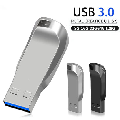 Metal Rod USB Flash Drive 3.0 High Speed 128GB 64GB 32GB 16GB 8GB Waterproof Creative Pendrive with Free Stick Pen