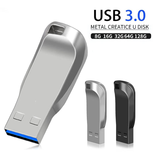 Metal Rod USB Flash Drive 3.0 High Speed 128GB 64GB 32GB 16GB 8GB Waterproof Creative Pendrive with Free Stick Pen