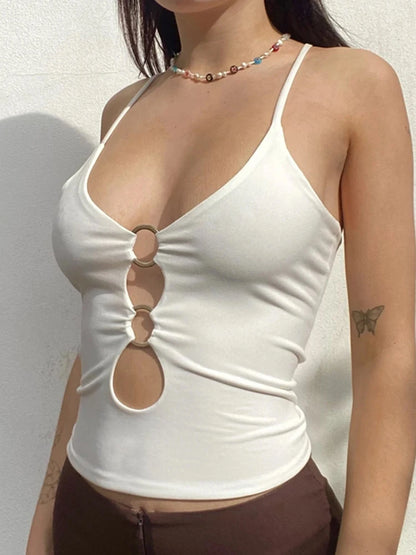 Backless Hollow Out Sleeveless Crop Cami Top For Women
