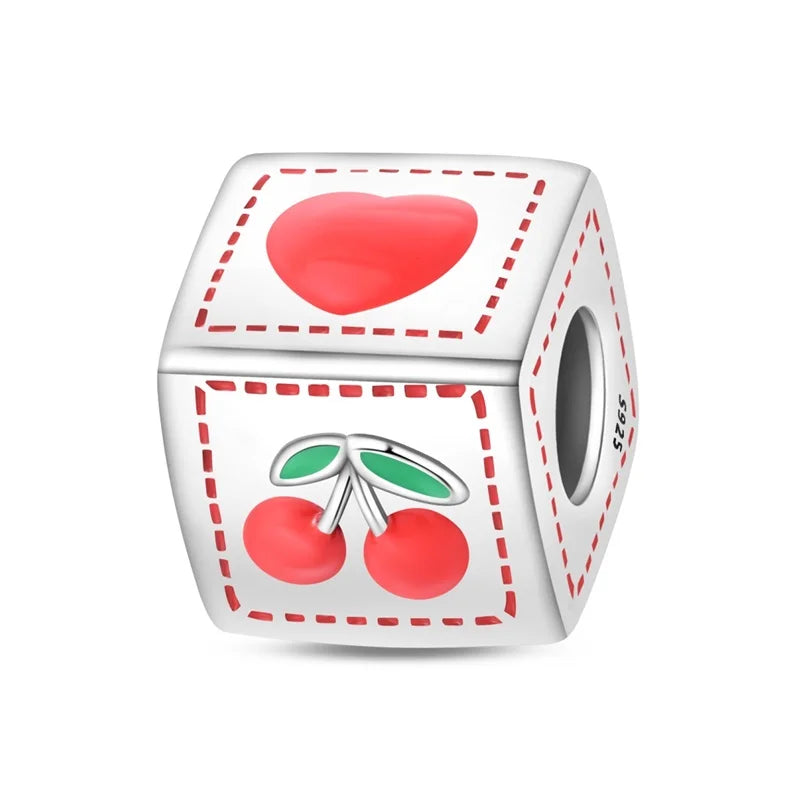 Original 925 Sterling Silver Magic Cube Charm Bead Pendant with Zircon for Bracelet and Necklace Jewelry