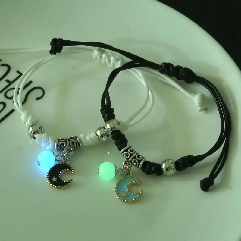 Luminous Star Couple Bracelets Matching Jewelry for Friends and Lovers Moon