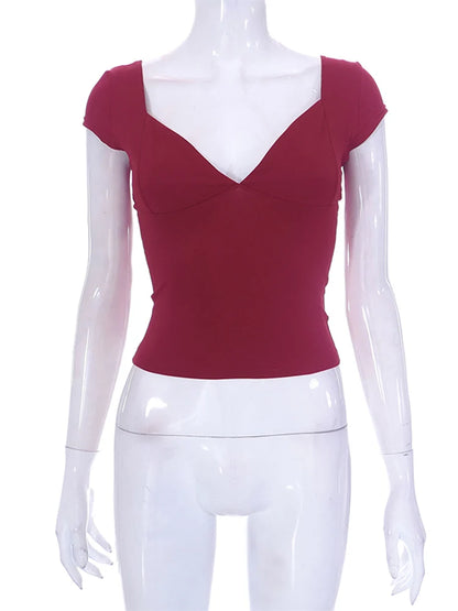 Green V Neck Tank Top For Women 2000s Aesthetic Streetwear