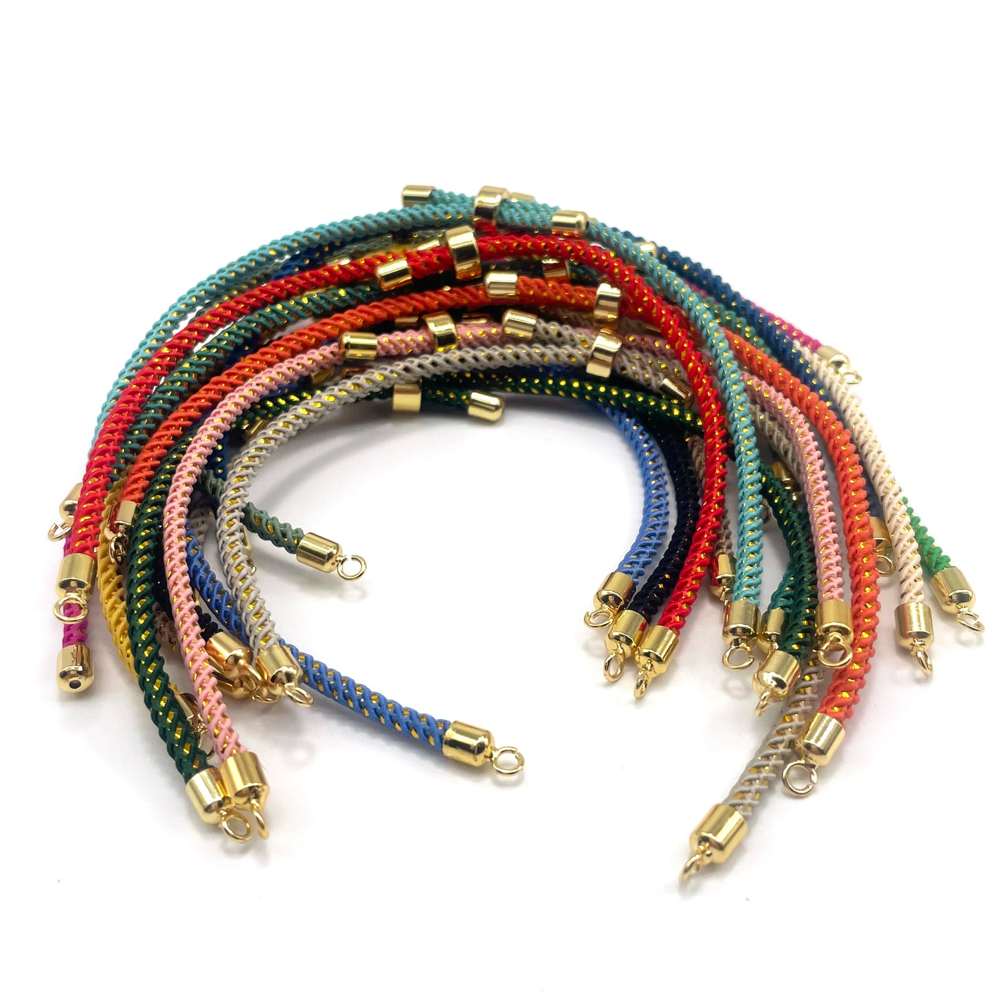 Adjustable Nylon Rope Bracelet Set with Brass Ends for DIY Jewelry Crafting