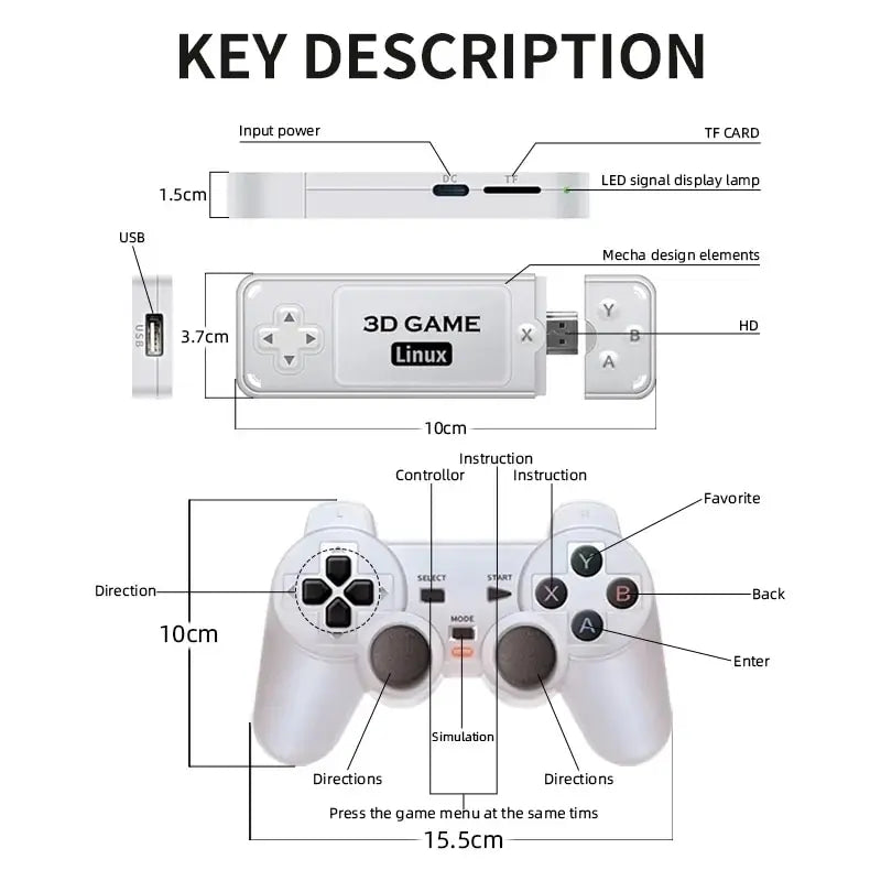 BOYHOM Y6 2.4G Wireless Retro TV Game Stick 4K HD Portable Console Multiplayer Support 10000 Classic Games