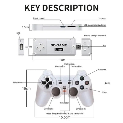BOYHOM Y6 2.4G Wireless Retro TV Game Stick 4K HD Portable Console Multiplayer Support 10000 Classic Games