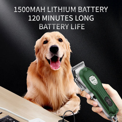 Professional All Metal Rechargeable Dog Hair Clipper Low Noise Pet Grooming Trimmer for Puppies and Cats