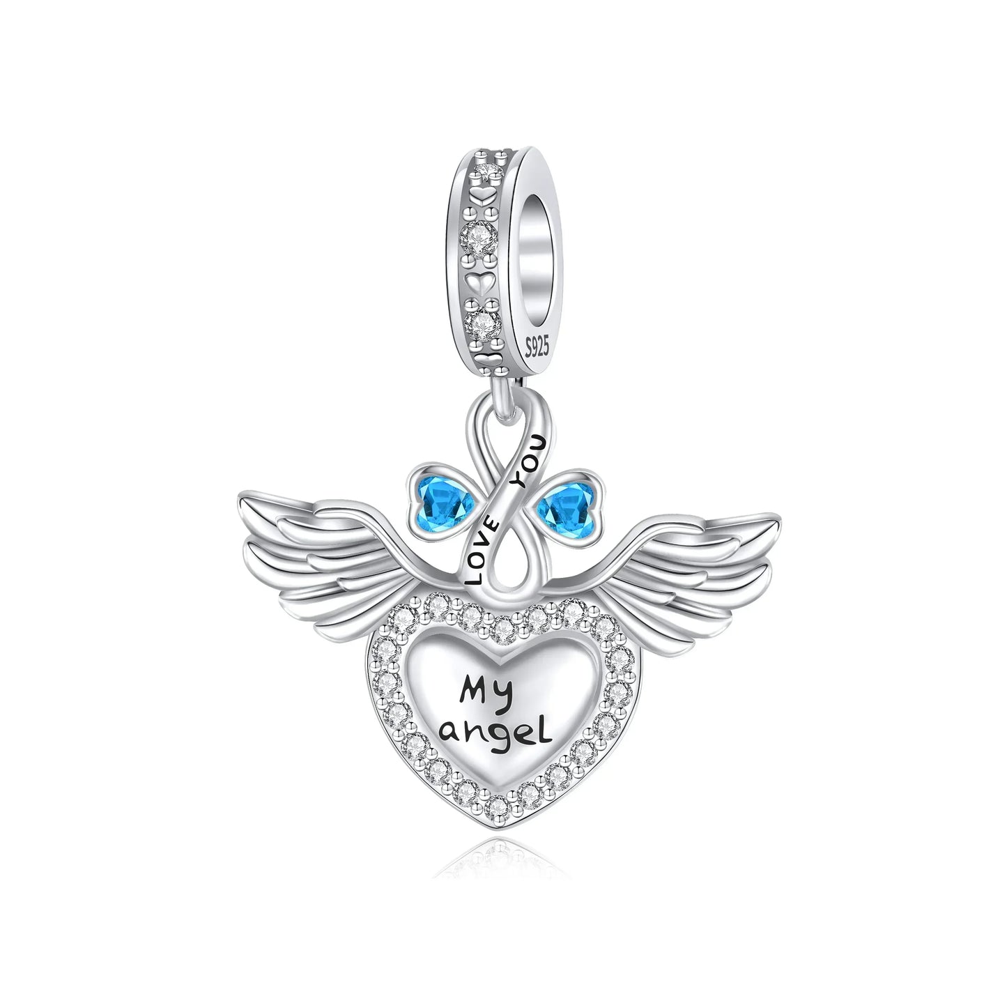 Sparkling Birthstone Heart Charm 925 Sterling Silver Pendant Bead for Mom DIY Jewelry Gift