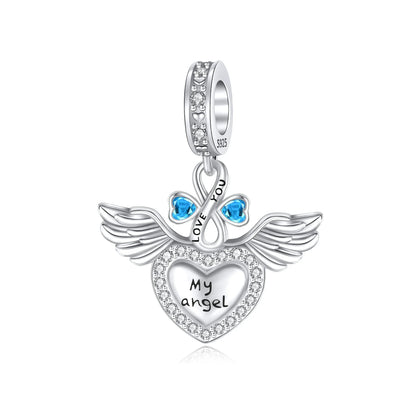 Sparkling Birthstone Heart Charm 925 Sterling Silver Pendant Bead for Mom DIY Jewelry Gift
