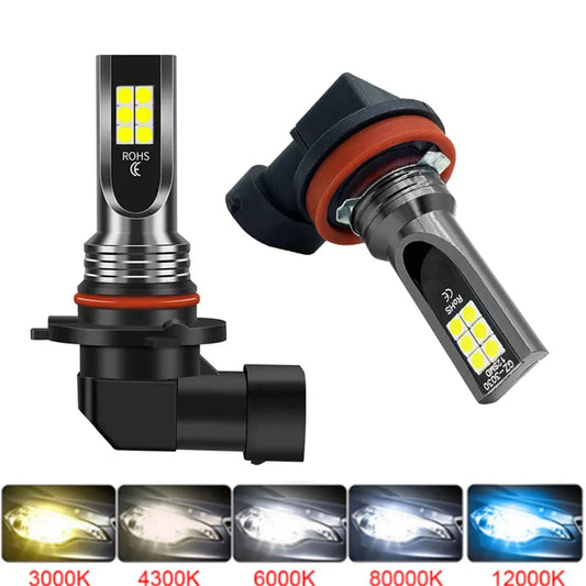 2Pcs Super Bright 6000K LED Fog Light Bulbs H8 H11 H16 9005 HB3 9006 HB4 Daytime Running Lamps 12V 24V