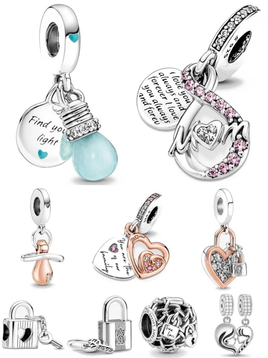 European Spring Light Bulb Charm Bead for 925 Sterling Silver Bracelet and Necklace Jewelry for Women