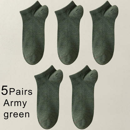 5 Pairs Bamboo Fiber Men No Show Breathable Ankle Socks