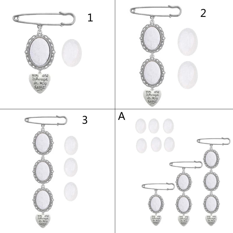 DIY Wedding Bouquet Photo Charm Kit with Elegant Lacy Frame Brooch